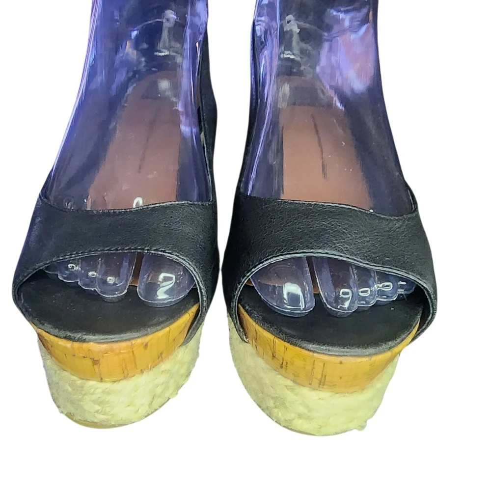 Dolce Vita Leather Slingback Espadrille Platform Wedges, Womens 8.5 - Picture 3 of 9